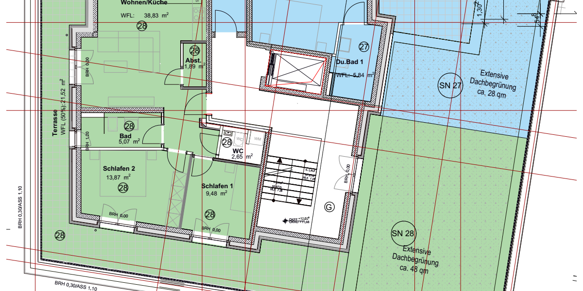 Penthousewohnung mit Dachgarten und Sonderabschreibung im KFW 40 QNG Energiesparhaus - Einfamilienhaus Trier Feyen-Weismark | Angebot:27360120
