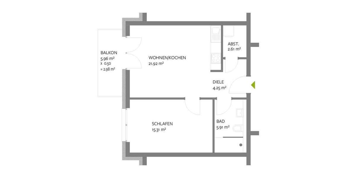 Etagenwohnung Trier Kürenz - 2 Zimmer, 52 m&sup2;, 299.500&euro; | Angebot:23742652