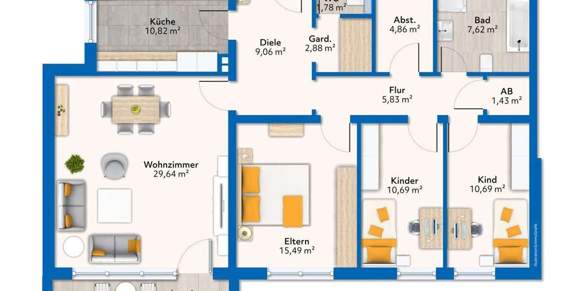 Etagenwohnung Trier Kürenz - 4 Zimmer, 109 m&sup2;, 249.000&euro; | Angebot:24548182