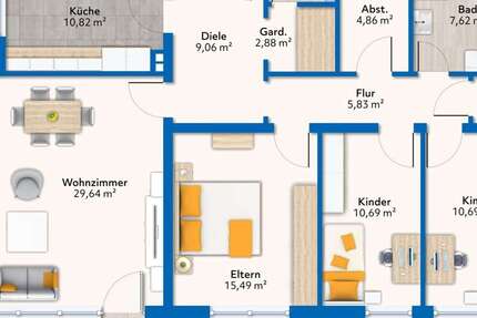 Wohnung Trier Kürenz - 4 Zimmer, 109 m&sup2;, 249.000&euro; | Angebot:24548182